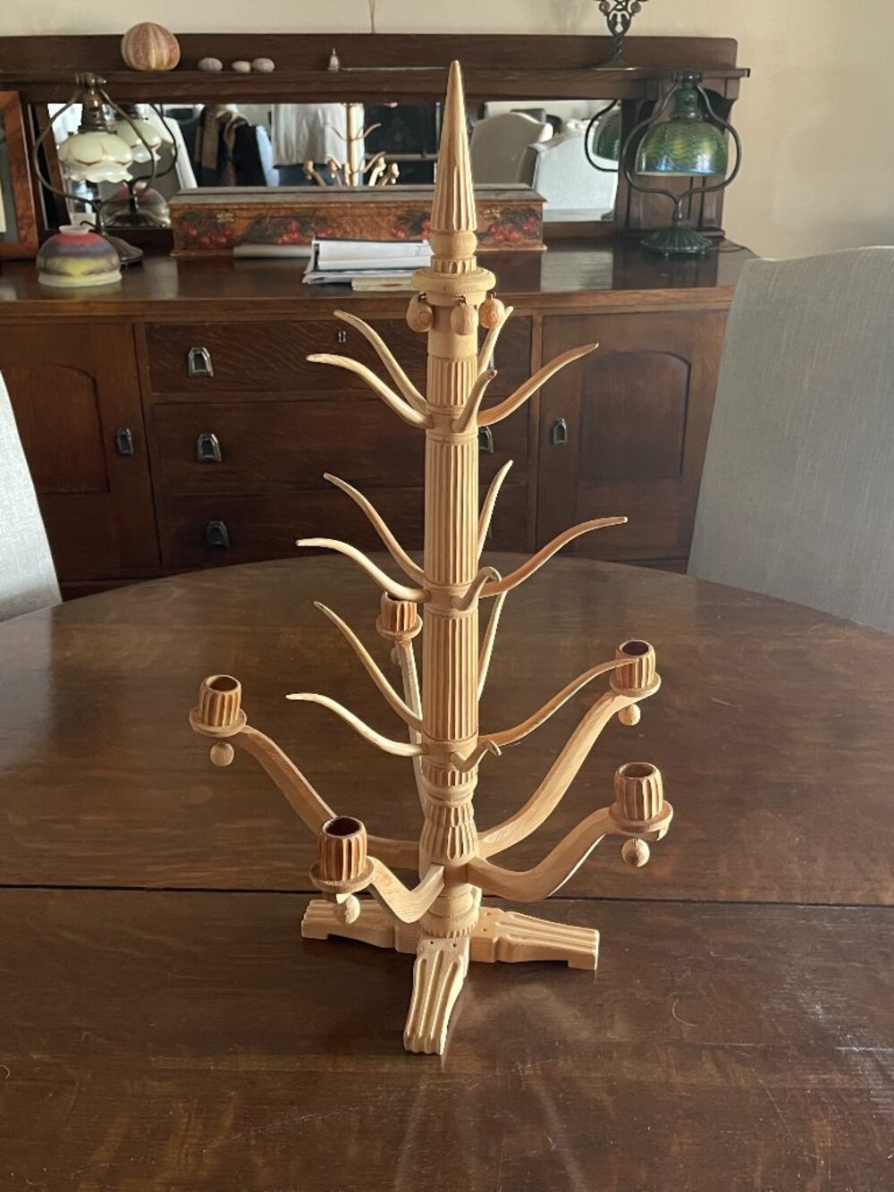 Folk Art Farmhouse Swedish Urshult Christmas Tree Candelabra